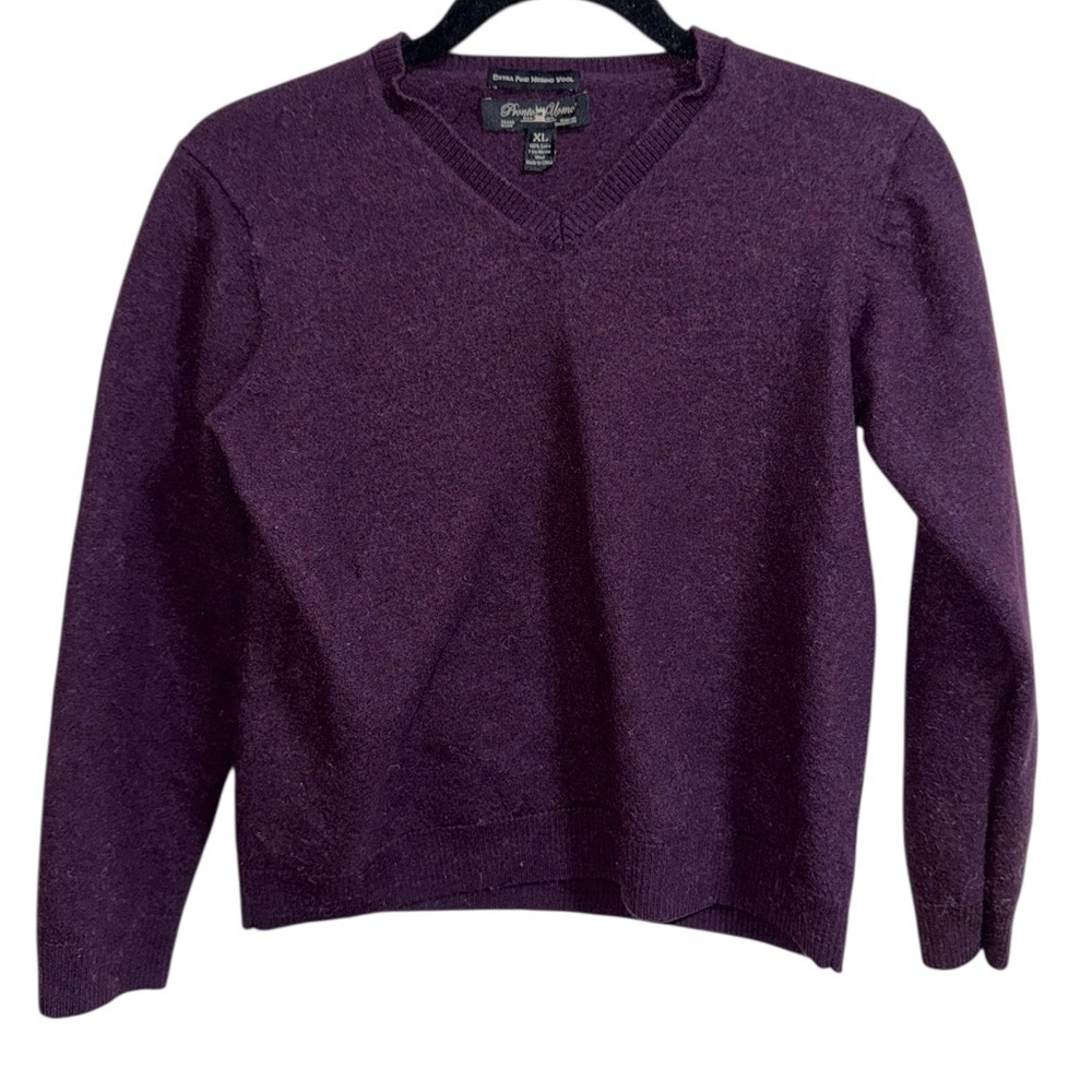 Pronto Uomo Merino Wool V-Neck Sweater XL Purple